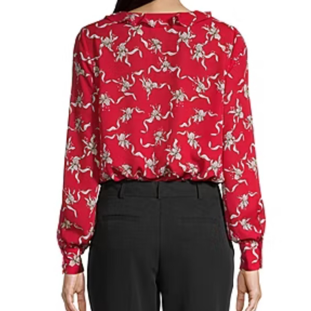 Liz Claiborne Womens V Neck Long Sleeve Blouse - Picture 2 of 9